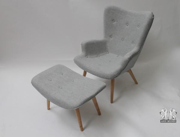 Sessel Retrostil mit Hocker