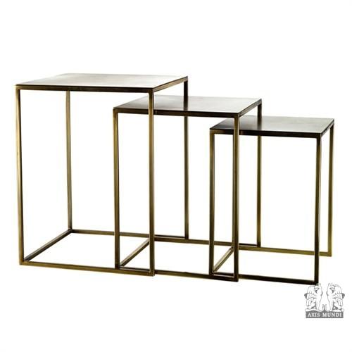 Beistelltisch-Set 3'er „Square gold“