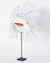 Skulptur Kopfschmuck Indianer Weiß