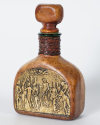 Karaffe Likörflasche Ledermantel