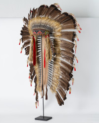 Skulptur Kopfschmuck Indianer Häuptling